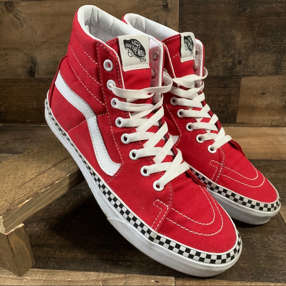Vans Of The Wall Red Checkered Shoes Men’s Sz 8.5